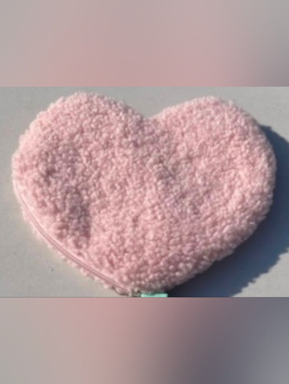 Pink Heart-Shaped Fuzzy Makeup Bag New With Tag